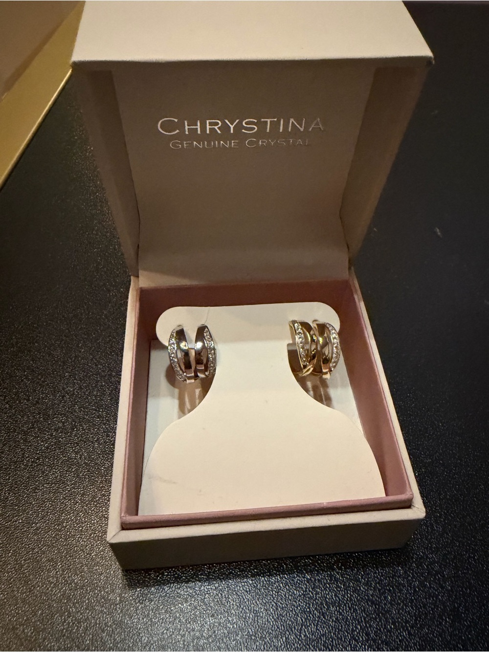 Crystal Hoop Earrings - 2 Pair - Fine Silver Plated